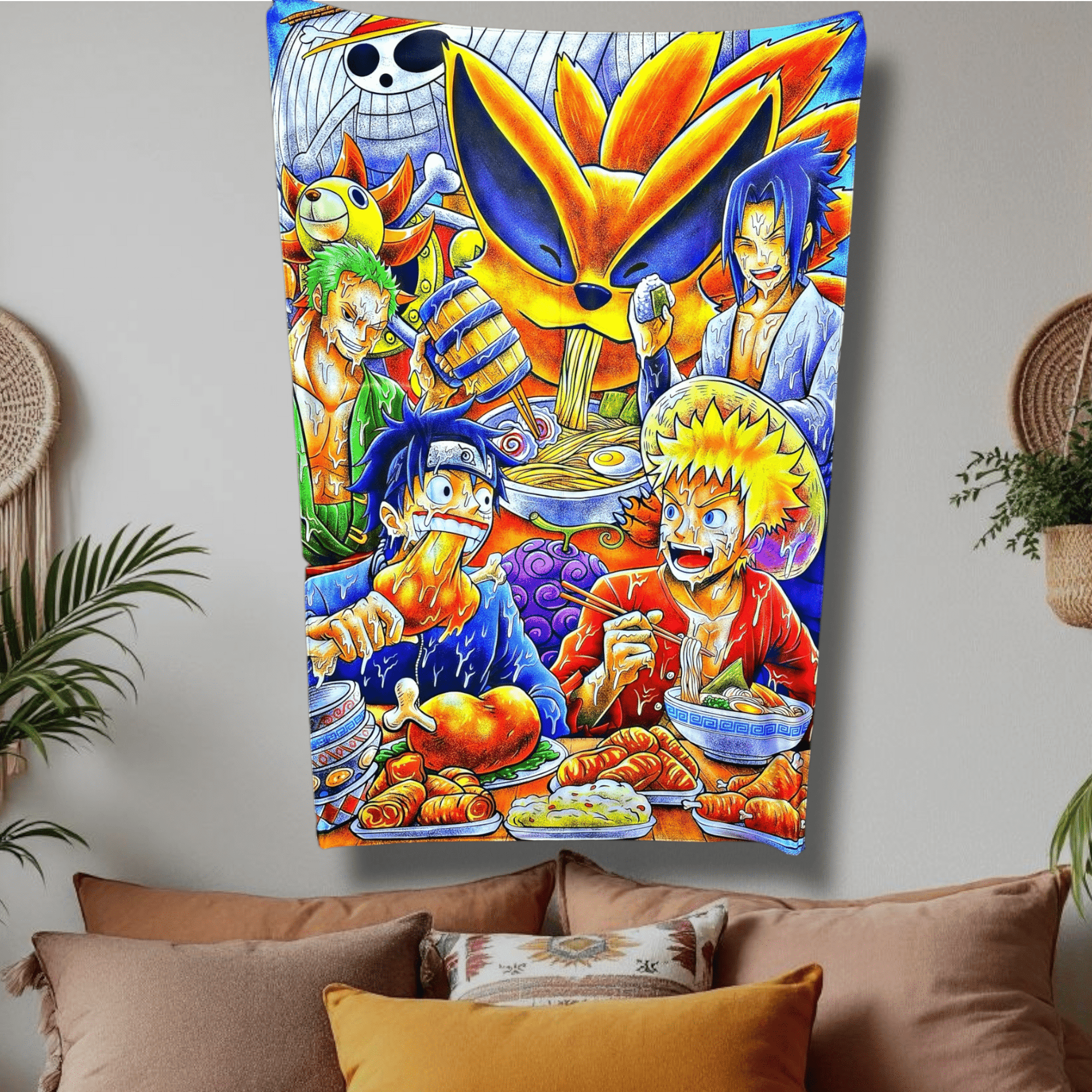 Luffy & Naruto Family Dinner Tapestry